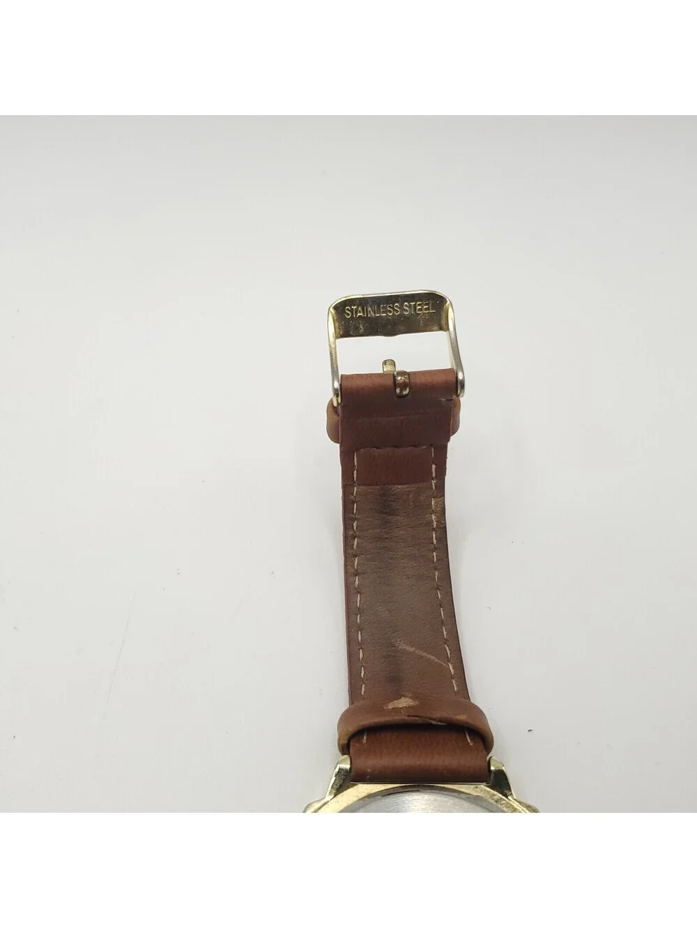 Nine West Quartz Gold Tone Brown Leather Band Womens Watch 36mm New Battery